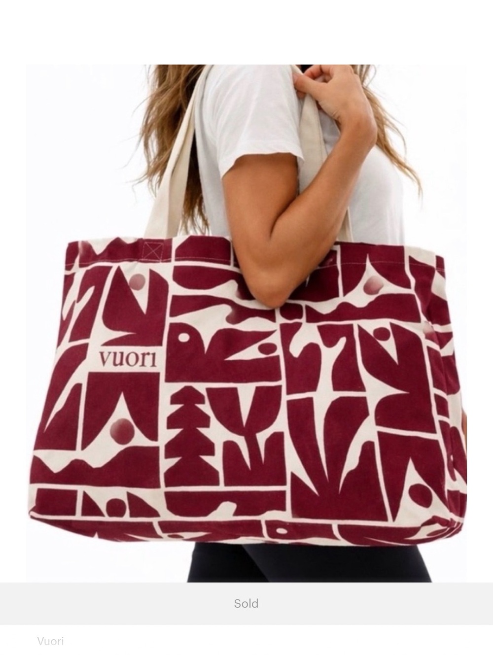Vuori Burgundy and White holiday 2025 Tote Bag